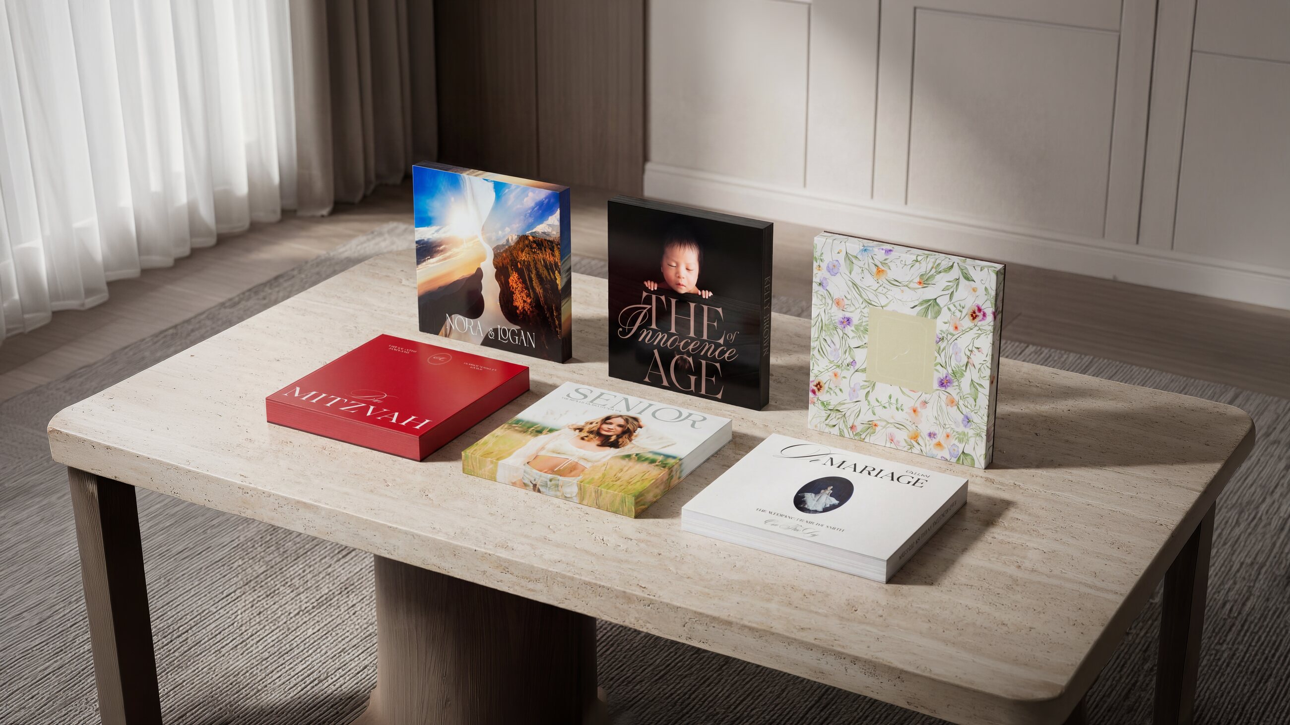Six EDGE volumes together on a living-room table